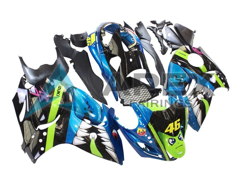 Blue Green Black Shark 46 - Suzuki GSX-R1300 Hayabusa (2008-2020) ABS Fairings | Apex Fairings — view 2