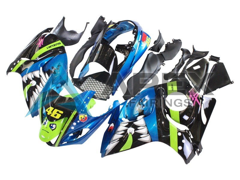 Blue Green Black Shark 46 - Suzuki GSX-R1300 Hayabusa (2008-2020) ABS Fairings | Apex Fairings — view 3
