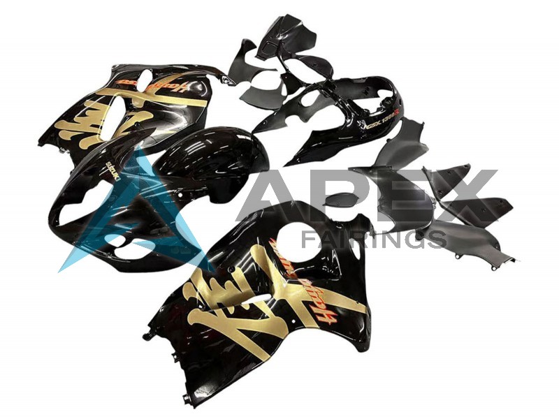 Glossy Black Gold - Suzuki GSX-R1300 Hayabusa (1999-2007) ABS Fairings | Apex Fairings — view 3