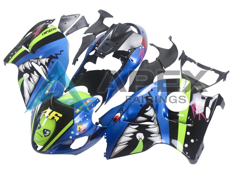Blue Green Shark 46 - Suzuki GSX-R1300 Hayabusa (1999-2007) ABS Fairings | Apex Fairings — view 2