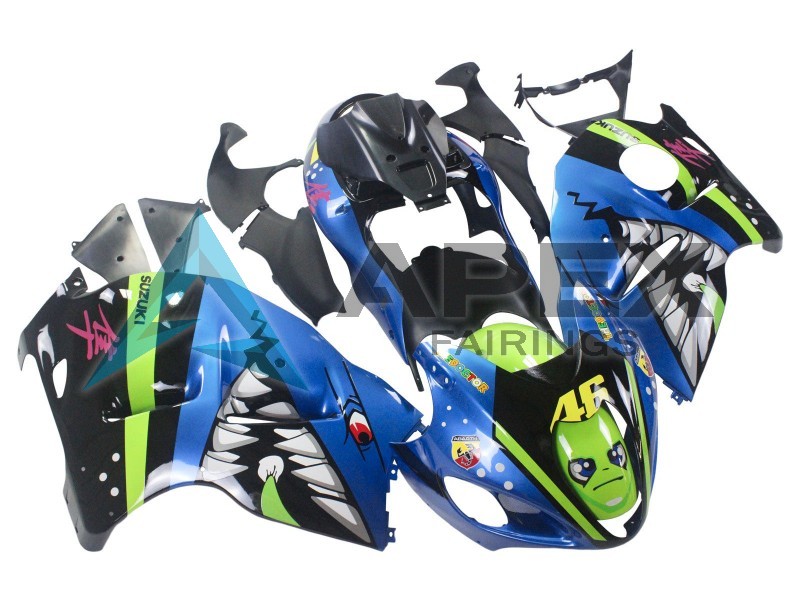 Blue Green Shark 46 - Suzuki GSX-R1300 Hayabusa (1999-2007) ABS Fairings | Apex Fairings — view 3