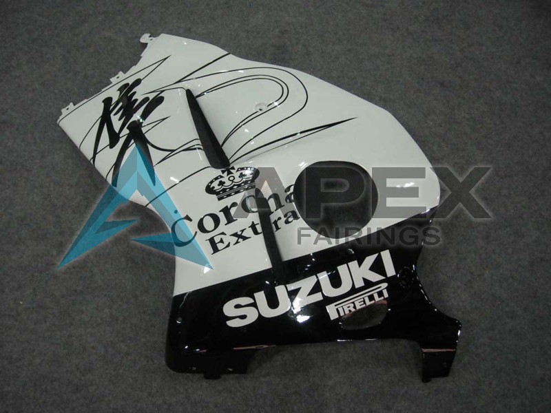 White Black Corona - Suzuki GSX-R1300 Hayabusa (1999-2007) ABS Fairings | Apex Fairings — view 3