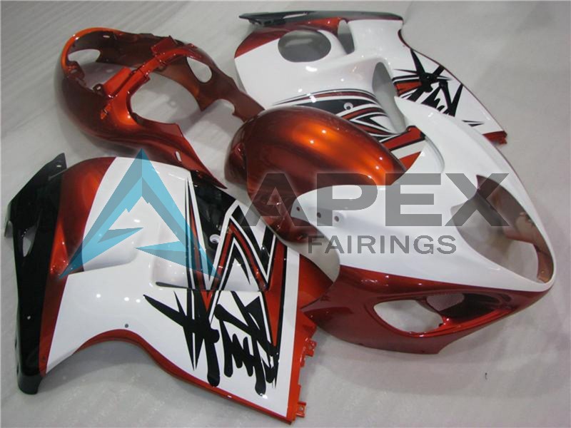White Orange Black - Suzuki GSX-R1300 Hayabusa (1999-2007) ABS Fairings | Apex Fairings — view 2