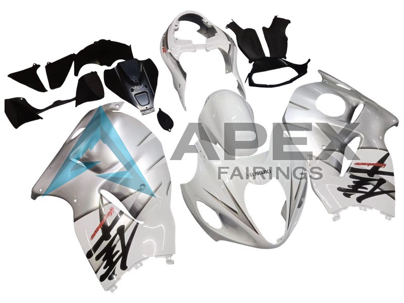 White Silver - Suzuki GSX-R1300 Hayabusa (1999-2007) ABS Fairings | Apex Fairings — view 2