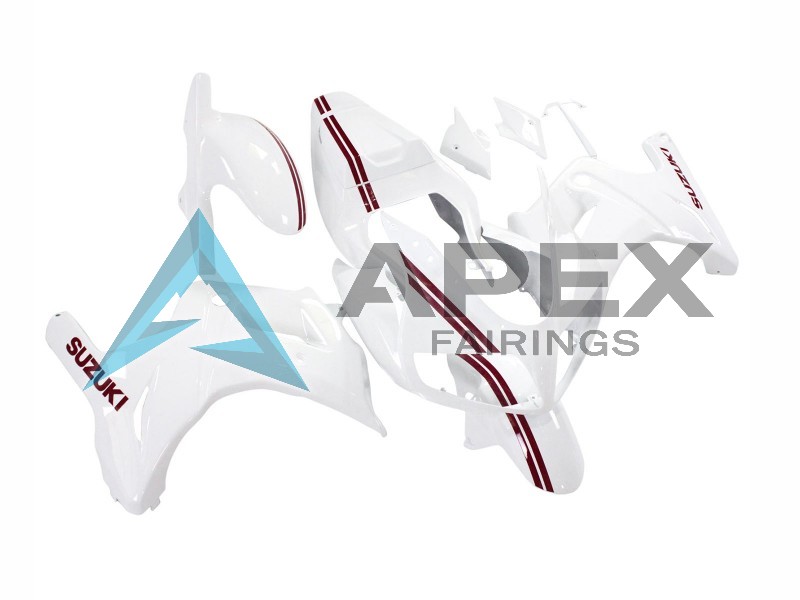 White with Dark Red Lines - Suzuki SV650 Pointy (2003-2013) ABS Fairings | Apex Fairings — view 2