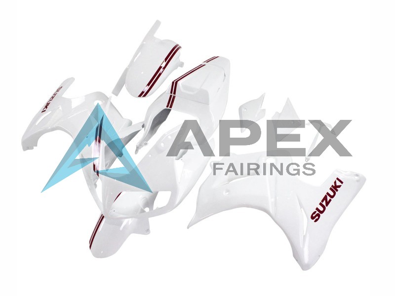 White with Dark Red Lines - Suzuki SV650 Pointy (2003-2013) ABS Fairings | Apex Fairings — view 3