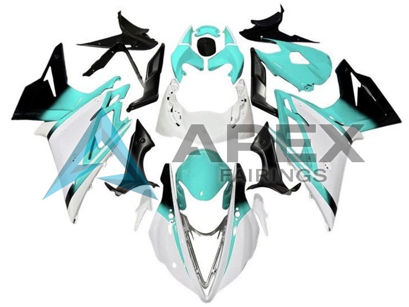 White Turquoise Blue Glossy Black - Triumph Daytona 675 (2013-2016) ABS Fairings | Apex Fairings