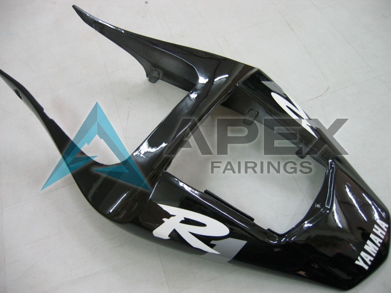 Glossy Black White Decal - Yamaha R1 / YZF-R1 (2000-2001) ABS Fairings | Apex Fairings — view 2