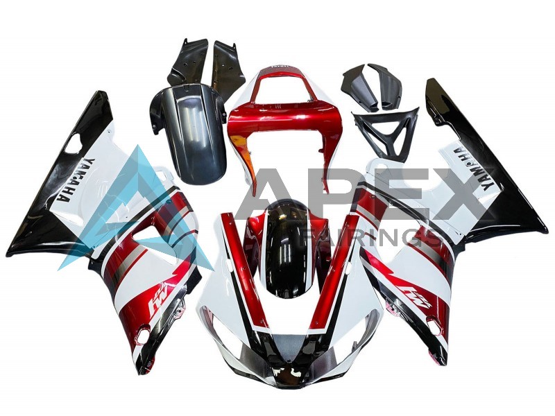 Red White Glossy Black - Yamaha R1 / YZF-R1 (2000-2001) ABS Fairings | Apex Fairings — view 2