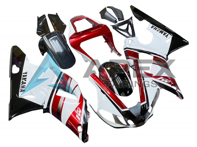 Red White Glossy Black - Yamaha R1 / YZF-R1 (2000-2001) ABS Fairings | Apex Fairings — view 3