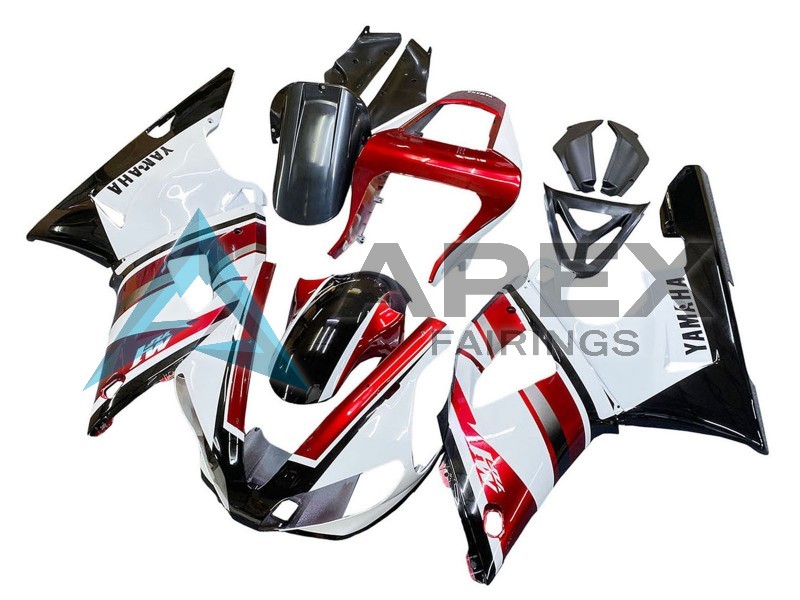 Red White Glossy Black - Yamaha R1 / YZF-R1 (2000-2001) ABS Fairings | Apex Fairings — view 4