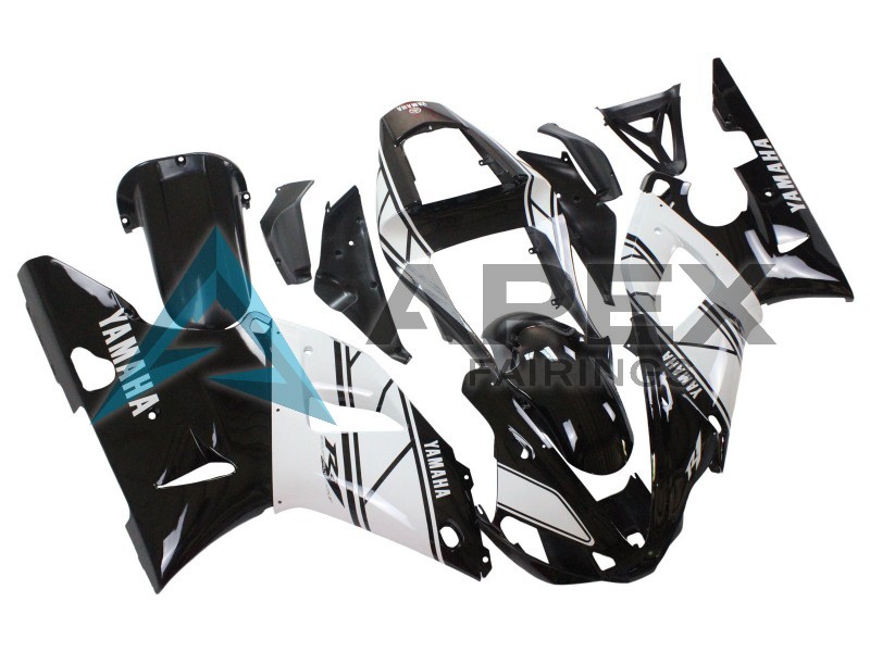 White Black - Yamaha R1 / YZF-R1 (2000-2001) ABS Fairings | Apex Fairings — view 2