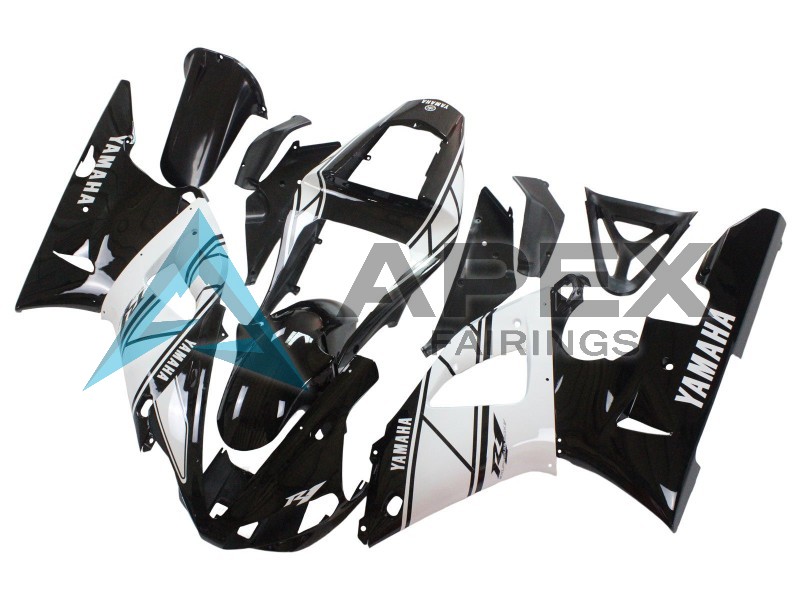 White Black - Yamaha R1 / YZF-R1 (2000-2001) ABS Fairings | Apex Fairings — view 3