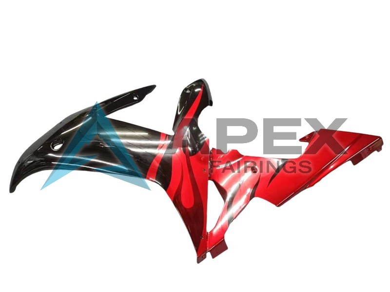 Glossy Black Red Flame - Yamaha R1 / YZF-R1 (2002-2003) ABS Fairings | Apex Fairings — view 3