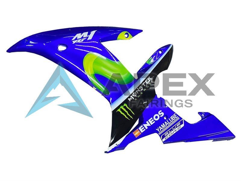Blue Black Green MoviStar ENEOS Monster - Yamaha R1 / YZF-R1 (2002-2003) ABS Fairings | Apex Fairings — view 4