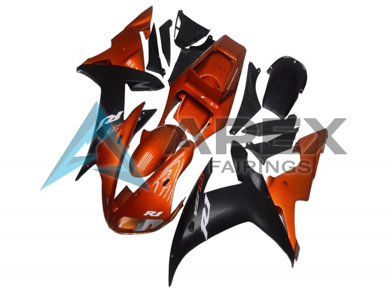 Orange Matte Black - Yamaha R1 / YZF-R1 (2002-2003) ABS Fairings | Apex Fairings — view 2