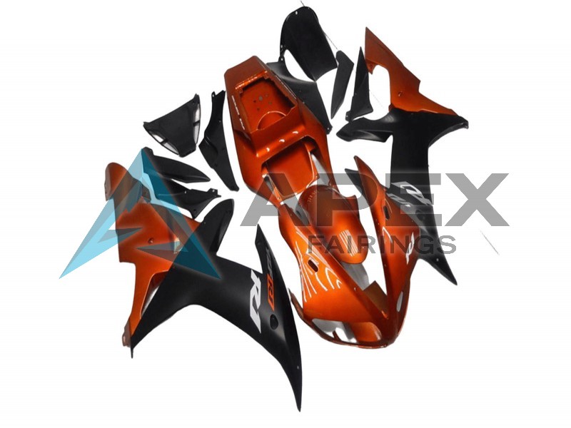 Orange Matte Black - Yamaha R1 / YZF-R1 (2002-2003) ABS Fairings | Apex Fairings — view 3