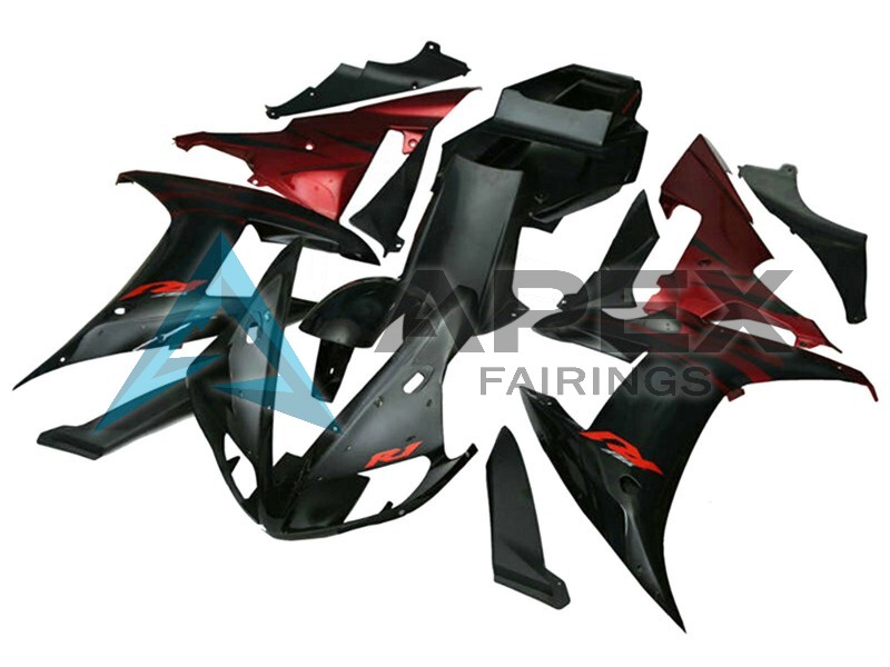 Red Black Flame - Yamaha R1 / YZF-R1 (2002-2003) ABS Fairings | Apex Fairings — view 2