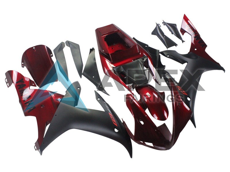 Red Matte Black - Yamaha R1 / YZF-R1 (2002-2003) ABS Fairings | Apex Fairings — view 2