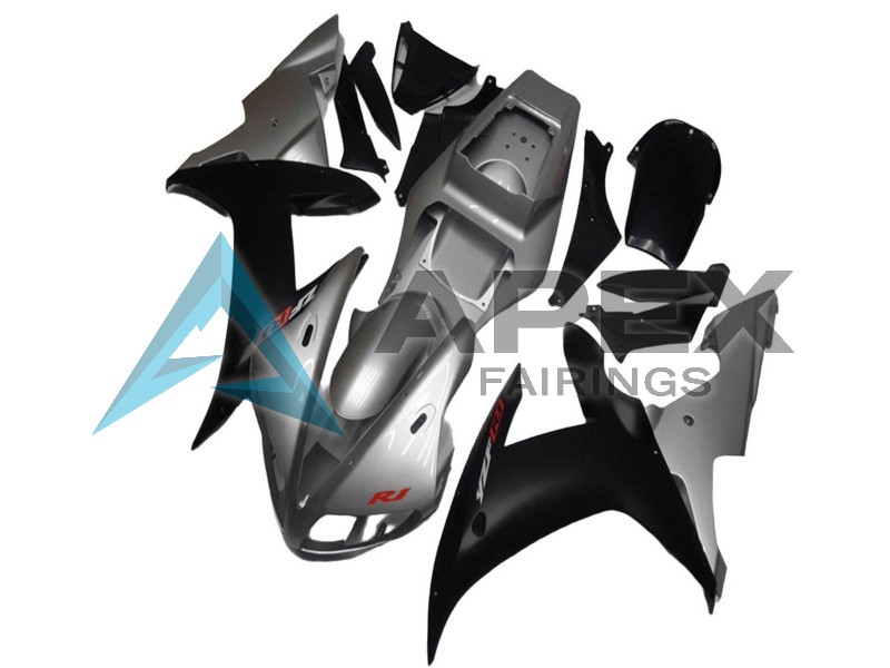 Silver Matte Black - Yamaha R1 / YZF-R1 (2002-2003) ABS Fairings | Apex Fairings — view 2