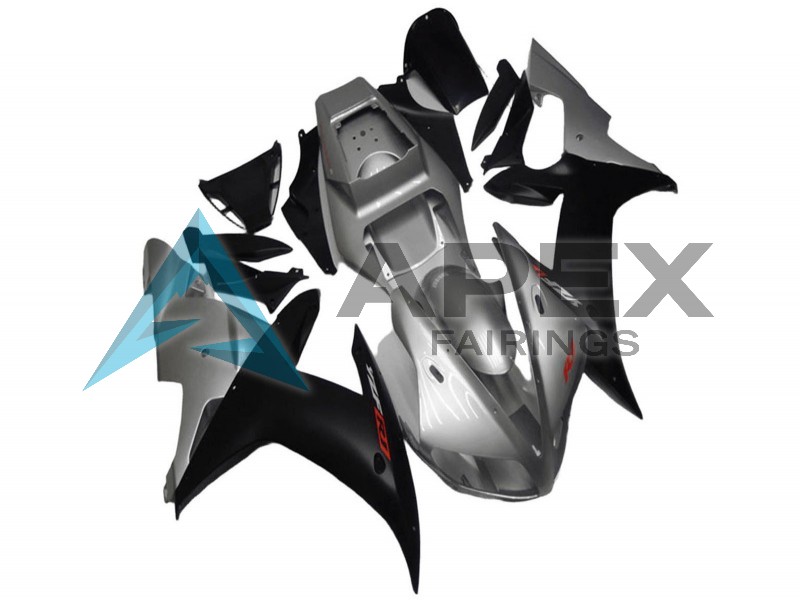 Silver Matte Black - Yamaha R1 / YZF-R1 (2002-2003) ABS Fairings | Apex Fairings — view 3