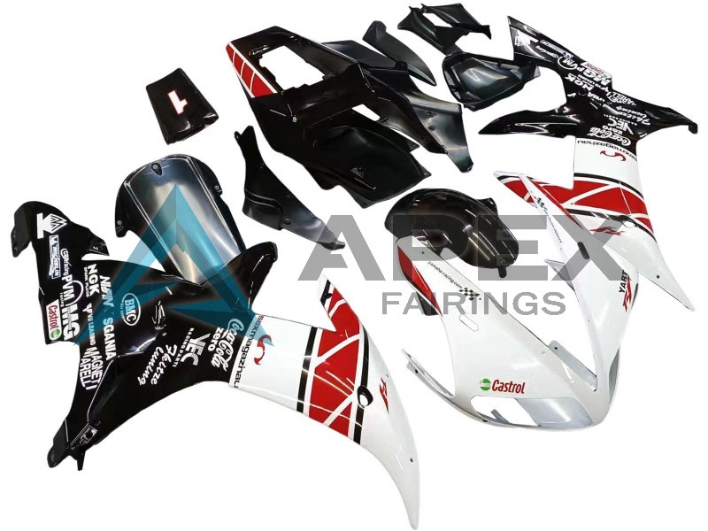 White Red Black Castrol - Yamaha R1 / YZF-R1 (2002-2003) ABS Fairings | Apex Fairings — view 2