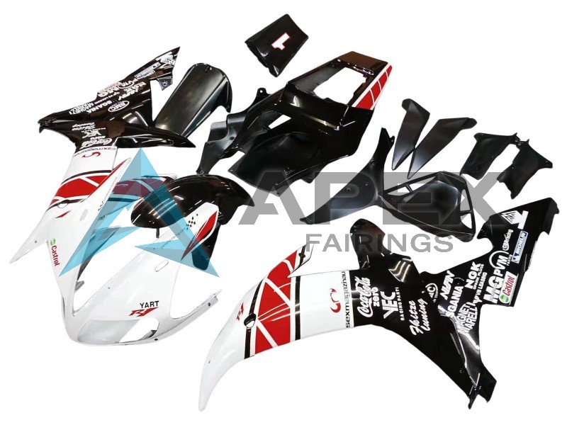 White Red Black Castrol - Yamaha R1 / YZF-R1 (2002-2003) ABS Fairings | Apex Fairings — view 3