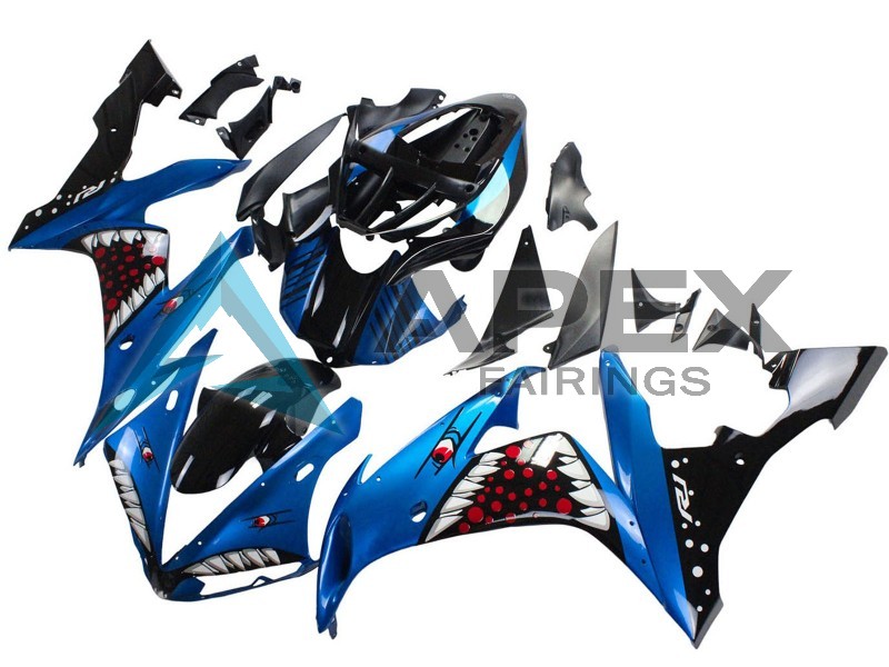 Blue Black Red White Shark - Yamaha R1 / YZF-R1 (2004-2006) ABS Fairings | Apex Fairings — view 2