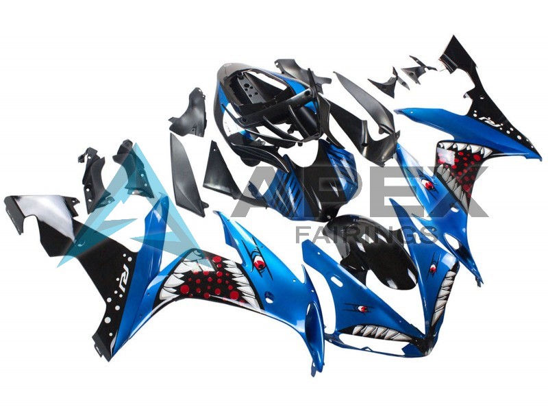 Blue Black Red White Shark - Yamaha R1 / YZF-R1 (2004-2006) ABS Fairings | Apex Fairings — view 3