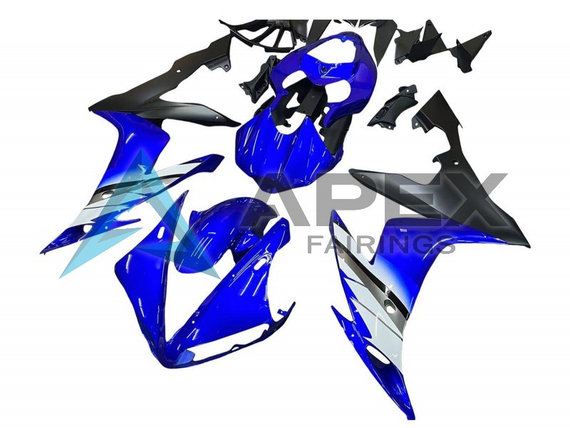 Blue White Matte Black - Yamaha R1 / YZF-R1 (2004-2006) ABS Fairings | Apex Fairings — view 3