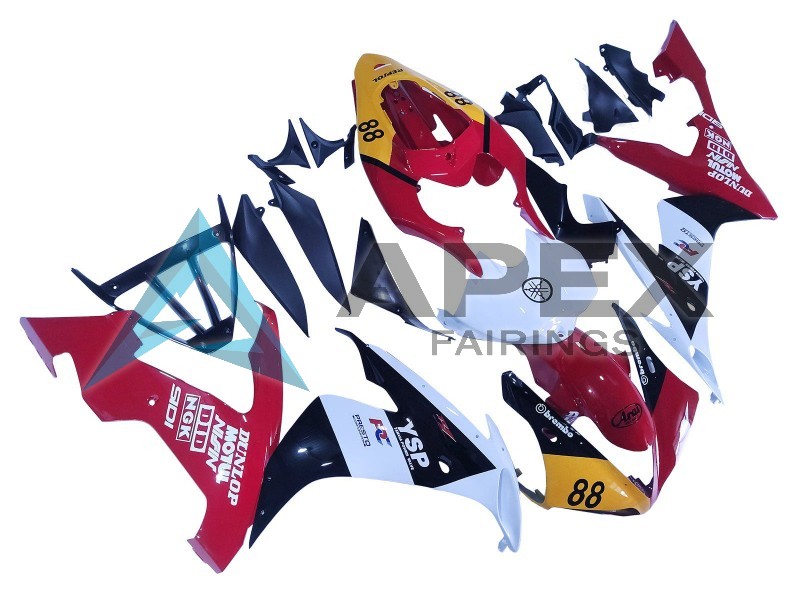 Yellow Red White Black YSP 88 - Yamaha R1 / YZF-R1 (2004-2006) ABS Fairings | Apex Fairings — view 2