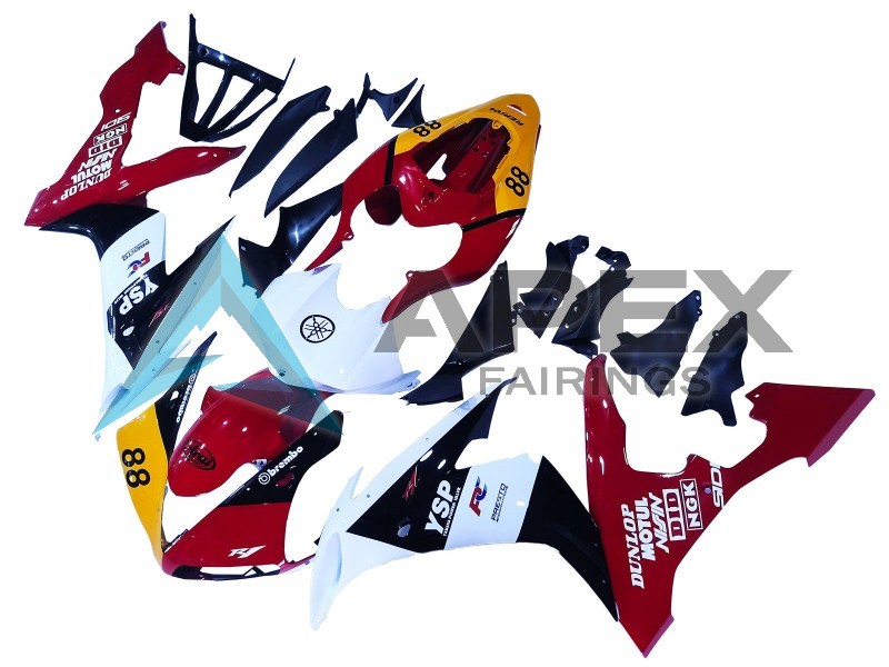 Yellow Red White Black YSP 88 - Yamaha R1 / YZF-R1 (2004-2006) ABS Fairings | Apex Fairings — view 3