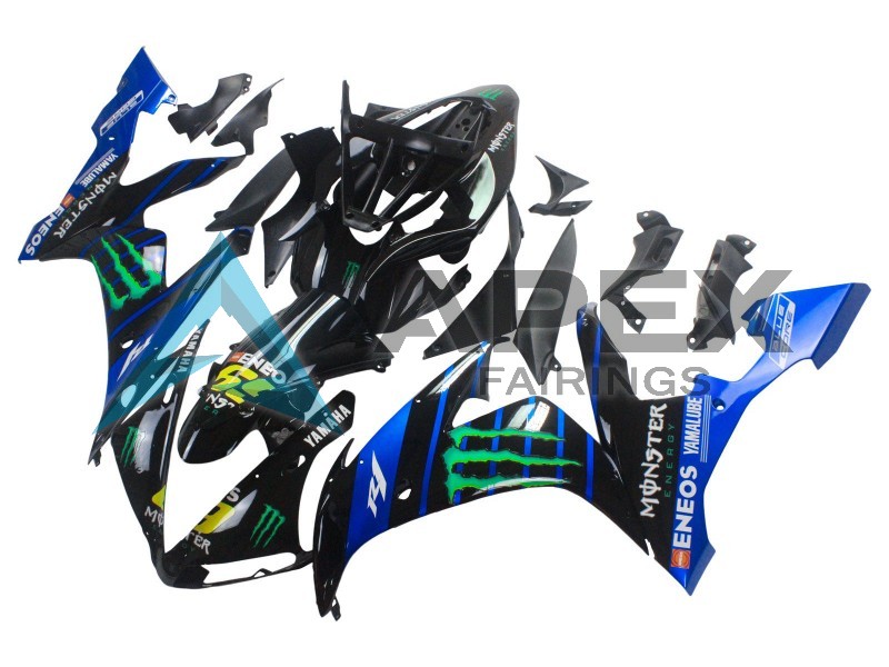 Blue Black Yellow Green Monster Yamalube ENEOS 69 - Yamaha R1 / YZF-R1 (2004-2006) ABS Fairings | Apex Fairings — view 3