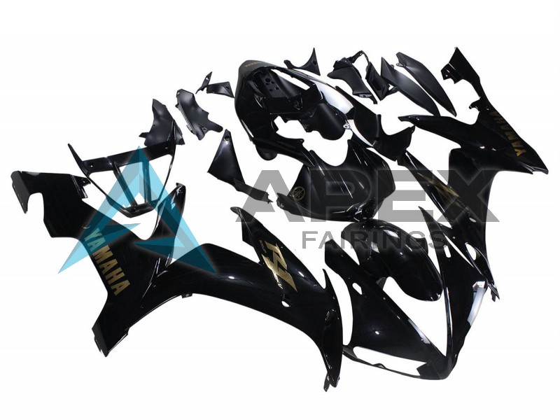 Glossy Black Gold Decals - Yamaha R1 / YZF-R1 (2004-2006) ABS Fairings | Apex Fairings — view 3
