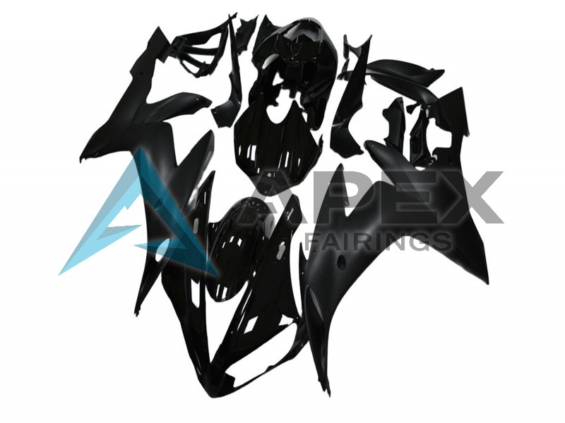 Glossy Black Matte Black - Yamaha R1 / YZF-R1 (2004-2006) ABS Fairings | Apex Fairings — view 3