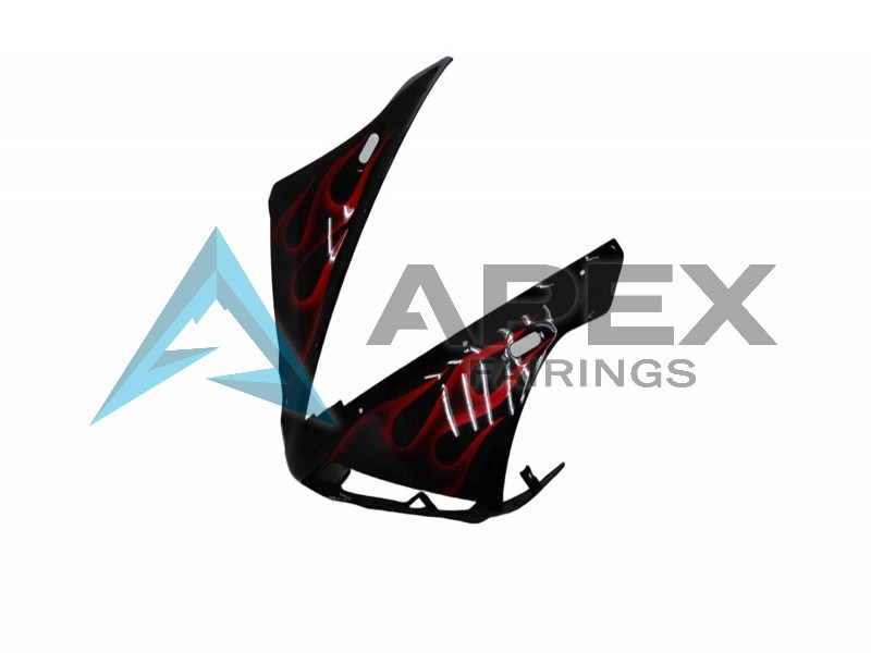 Glossy Black Red Flame - Yamaha R1 / YZF-R1 (2004-2006) ABS Fairings | Apex Fairings — view 4