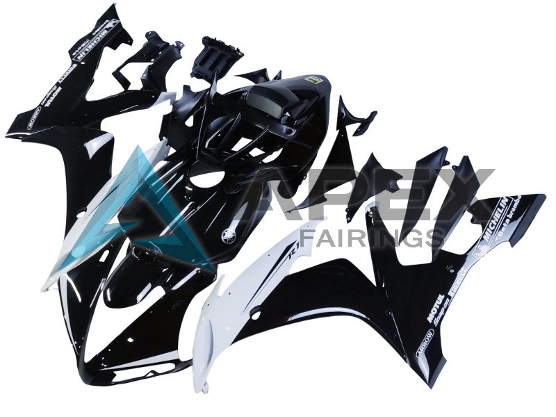 Glossy Black White Motul - Yamaha R1 / YZF-R1 (2004-2006) ABS Fairings | Apex Fairings — view 3