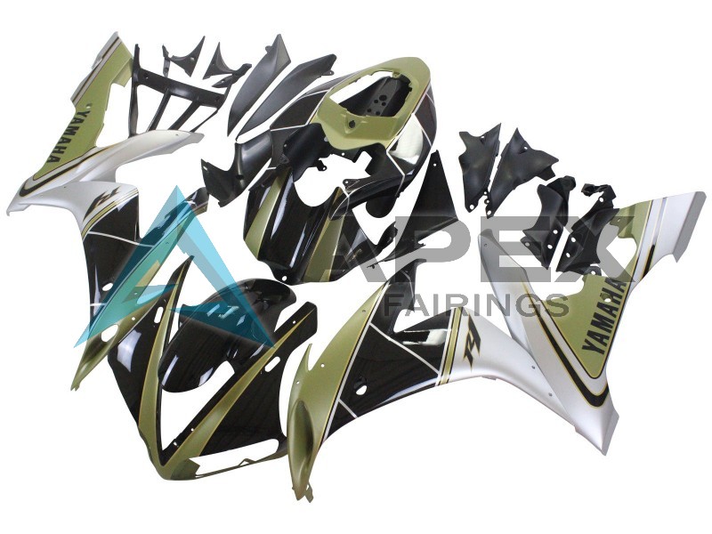 Light Gold White Glossy Black - Yamaha R1 / YZF-R1 (2004-2006) ABS Fairings | Apex Fairings — view 3