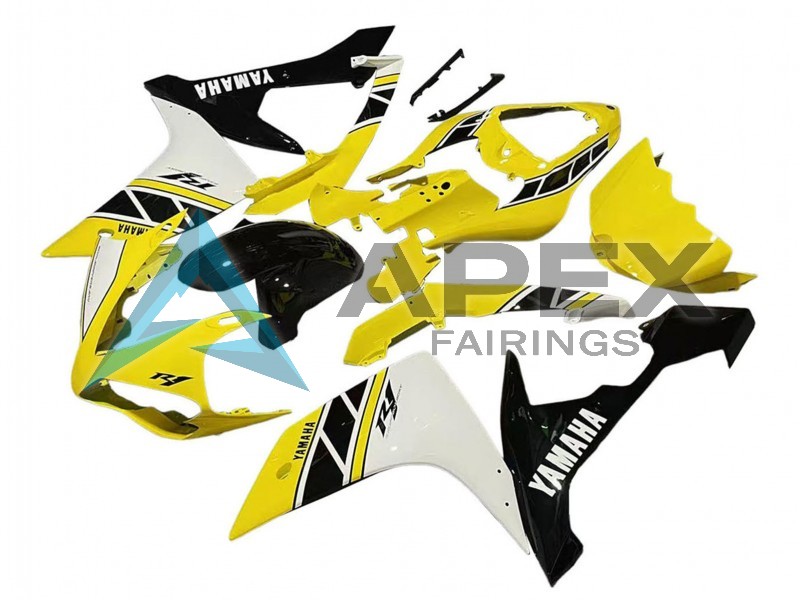 Yellow White Black - Yamaha R1 / YZF-R1 (2007-2008) ABS Fairings | Apex Fairings — view 2