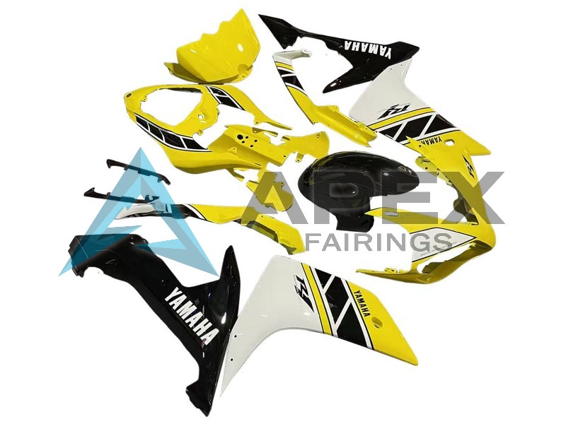 Yellow White Black - Yamaha R1 / YZF-R1 (2007-2008) ABS Fairings | Apex Fairings — view 3