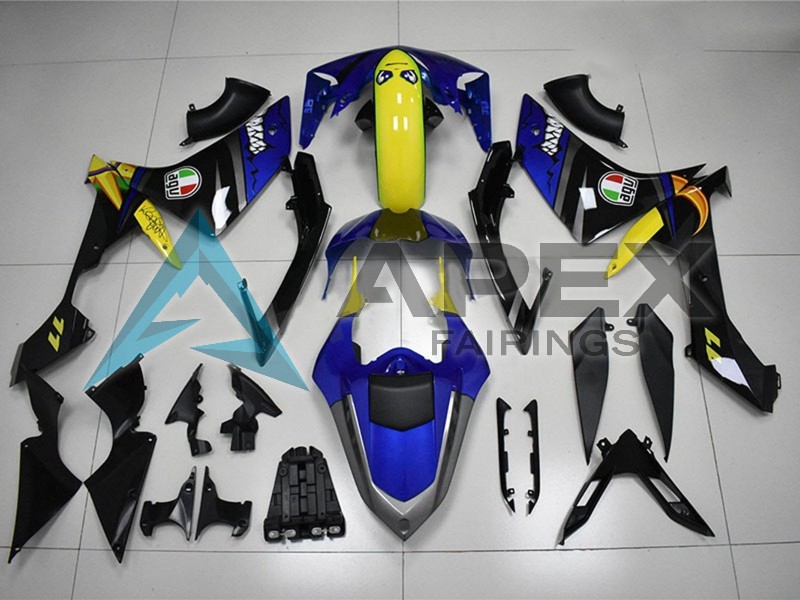 Blue Yellow Black Shark - Yamaha R1 / YZF-R1 (2007-2008) ABS Fairings | Apex Fairings — view 3