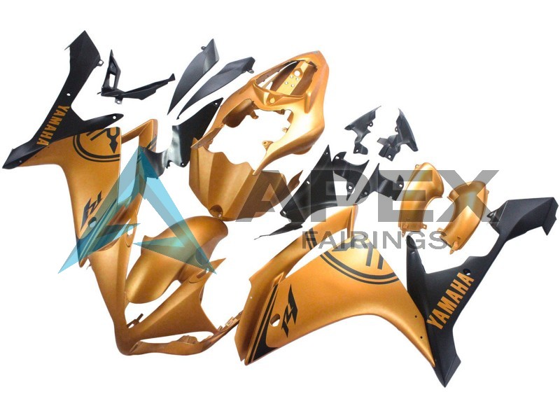 Gold Black - Yamaha R1 / YZF-R1 (2007-2008) ABS Fairings | Apex Fairings — view 2
