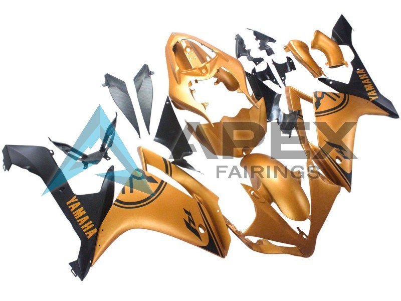 Gold Black - Yamaha R1 / YZF-R1 (2007-2008) ABS Fairings | Apex Fairings — view 3