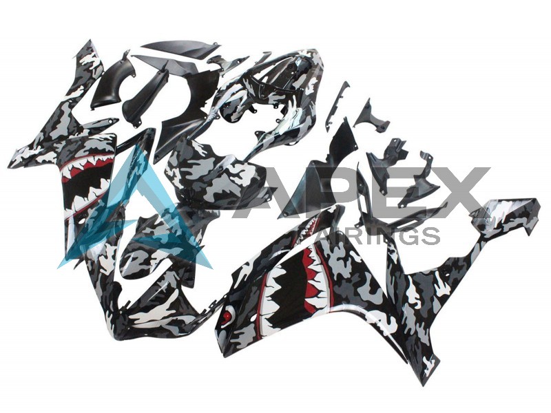 Grey White Camouflage Shark - Yamaha R1 / YZF-R1 (2007-2008) ABS Fairings | Apex Fairings — view 2