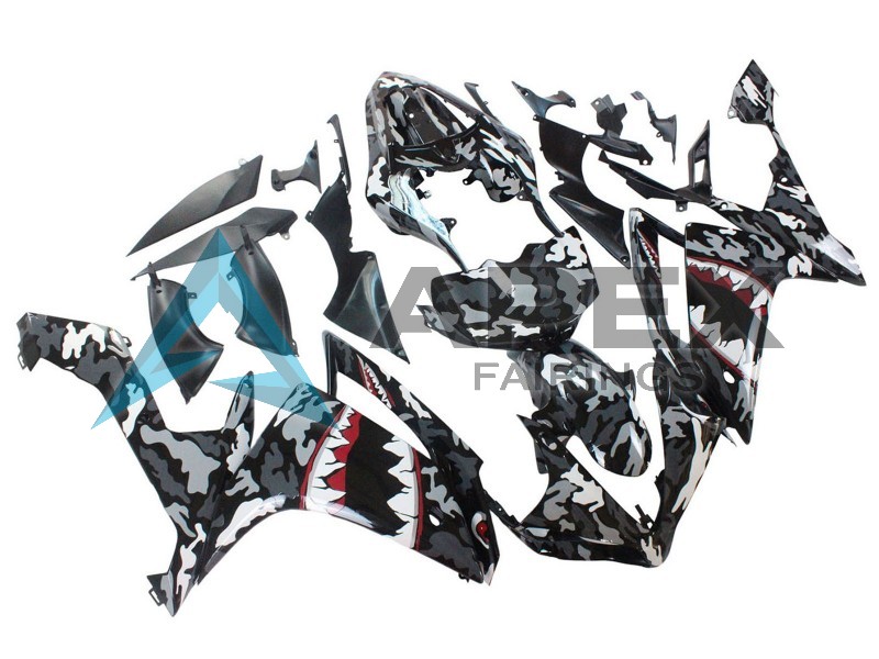 Grey White Camouflage Shark - Yamaha R1 / YZF-R1 (2007-2008) ABS Fairings | Apex Fairings — view 3
