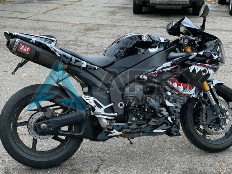 Grey White Camouflage Shark - Yamaha R1 / YZF-R1 (2007-2008) ABS Fairings | Apex Fairings — view 4