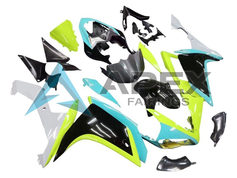 Light Blue Lime Green Black - Yamaha R1 / YZF-R1 (2007-2008) ABS Fairings | Apex Fairings — view 2