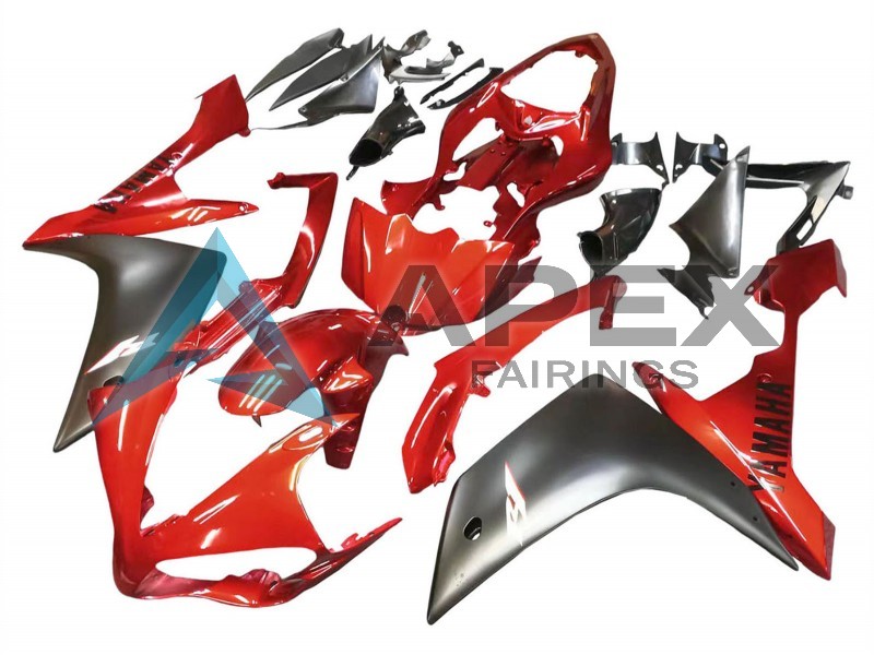 Red Matte Black - Yamaha R1 / YZF-R1 (2007-2008) ABS Fairings | Apex Fairings — view 3