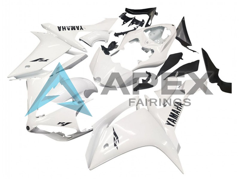 White Black - Yamaha R1 / YZF-R1 (2007-2008) ABS Fairings | Apex Fairings — view 3