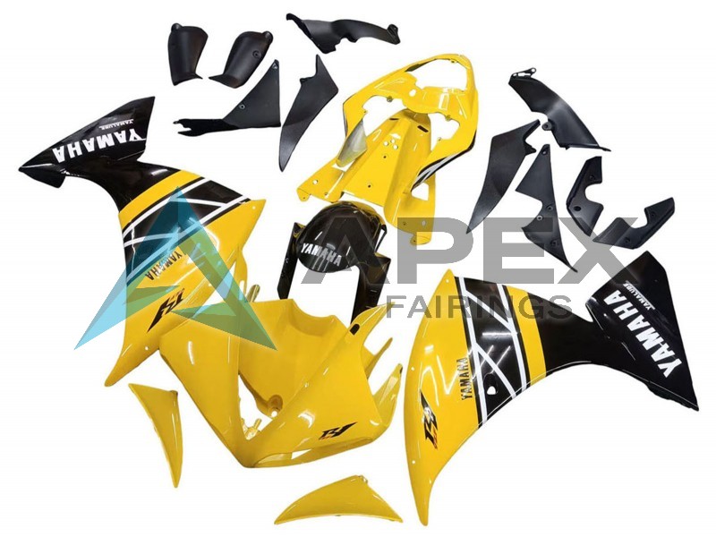 Yellow White Black Stripe - Yamaha R1 / YZF-R1 (2009-2011) ABS Fairings | Apex Fairings — view 2